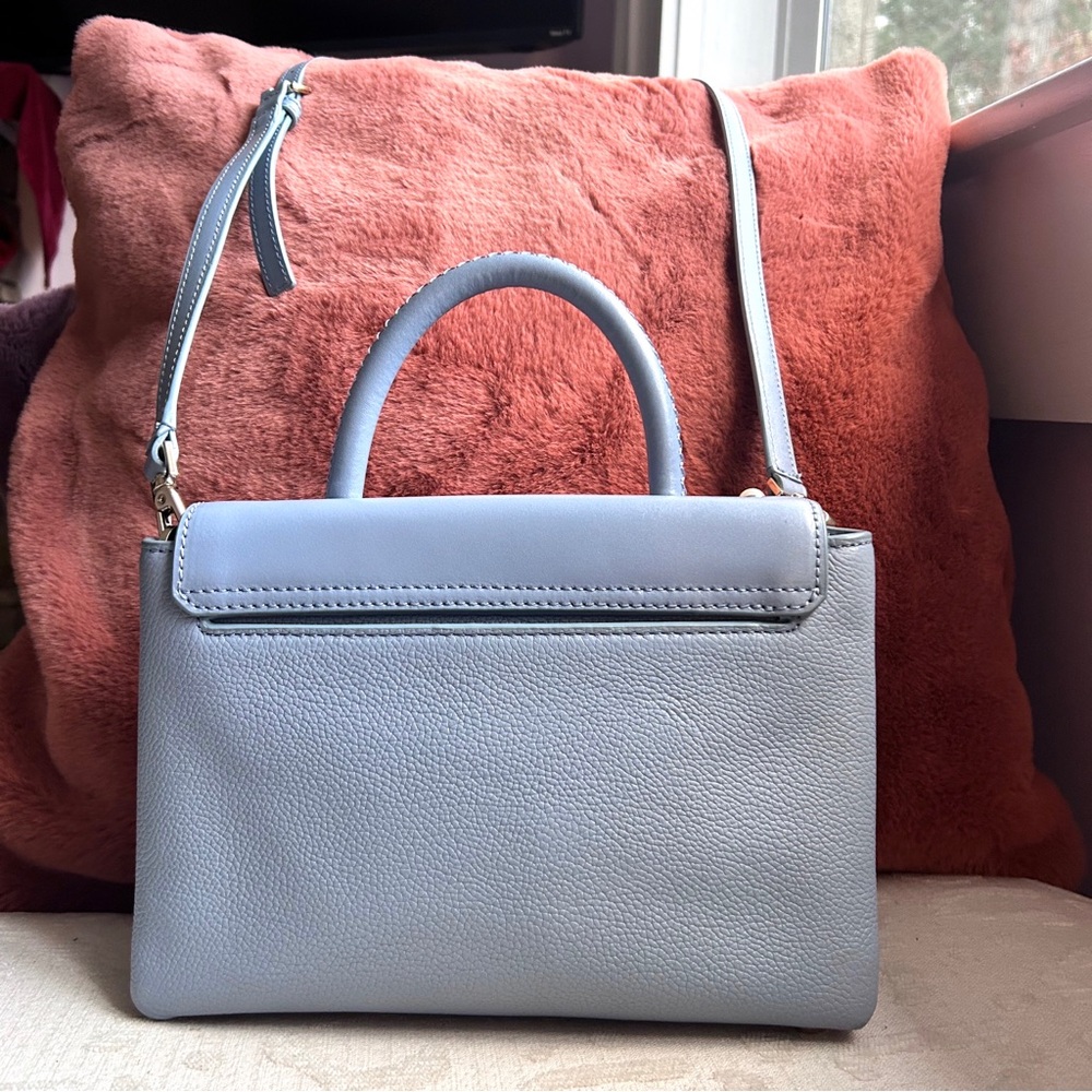Kate Spade Serrano Place Pearl Shonna Baby Blue Leather Turnlock Flap Crossbody - Picture 3 of 13
